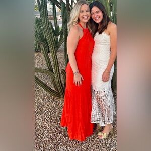 Treasure & Bond Vibrant Orange and Classic White Maxi Dresses
